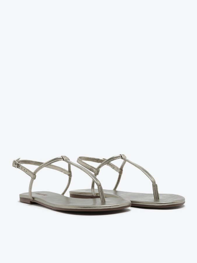 Sandalia Rasteira Slim plateado envejecido