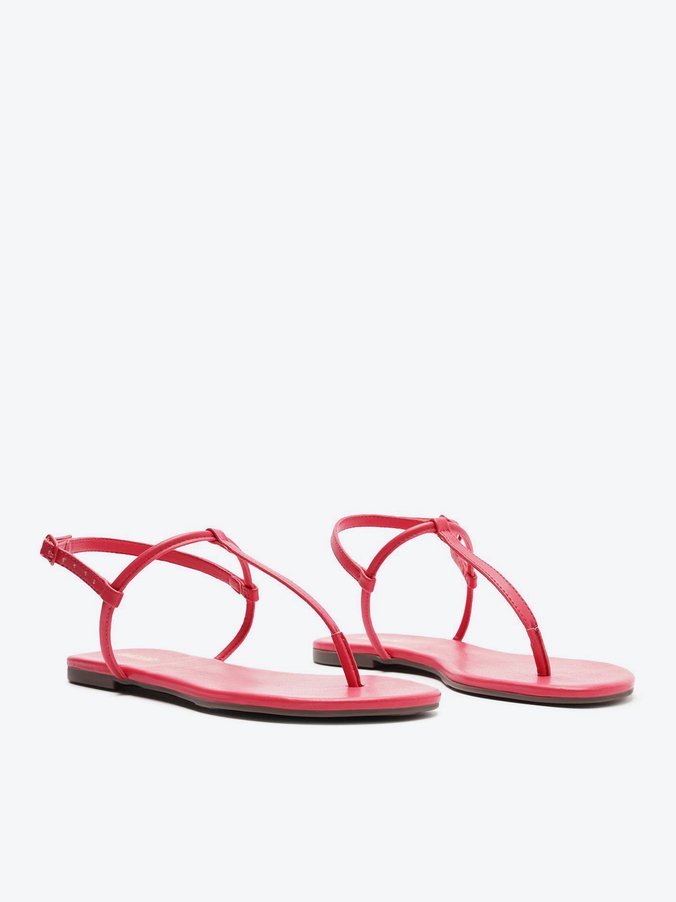 Sandalia Rasteira Slim rosa flúo